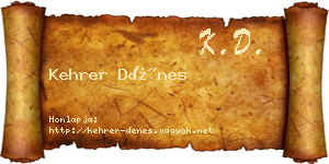 Kehrer Dénes névjegykártya
